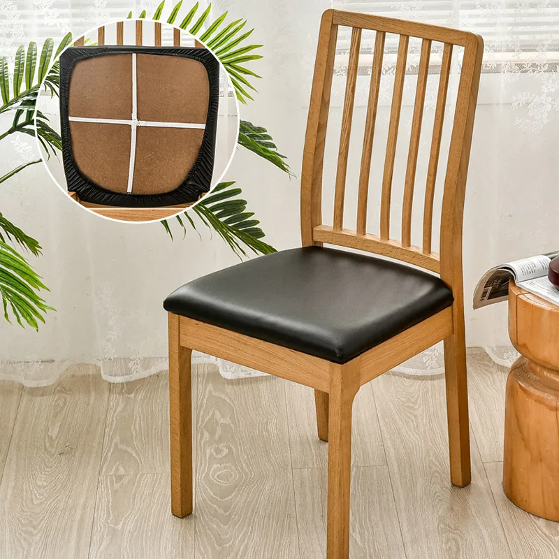 Chair Seat Covers PU Leather Square Chair Cushion Cover Waterproof