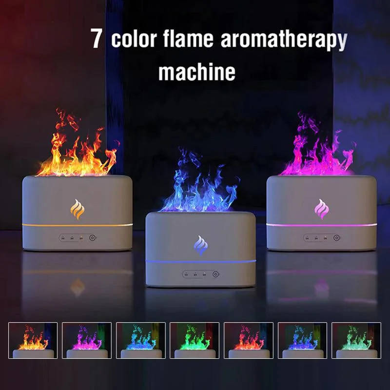 

1pc 7 Colors Flame Simulation Ultrasonic Humidifier with Aromatherapy and Lighting - USB Powered Essential Oil Diffuser