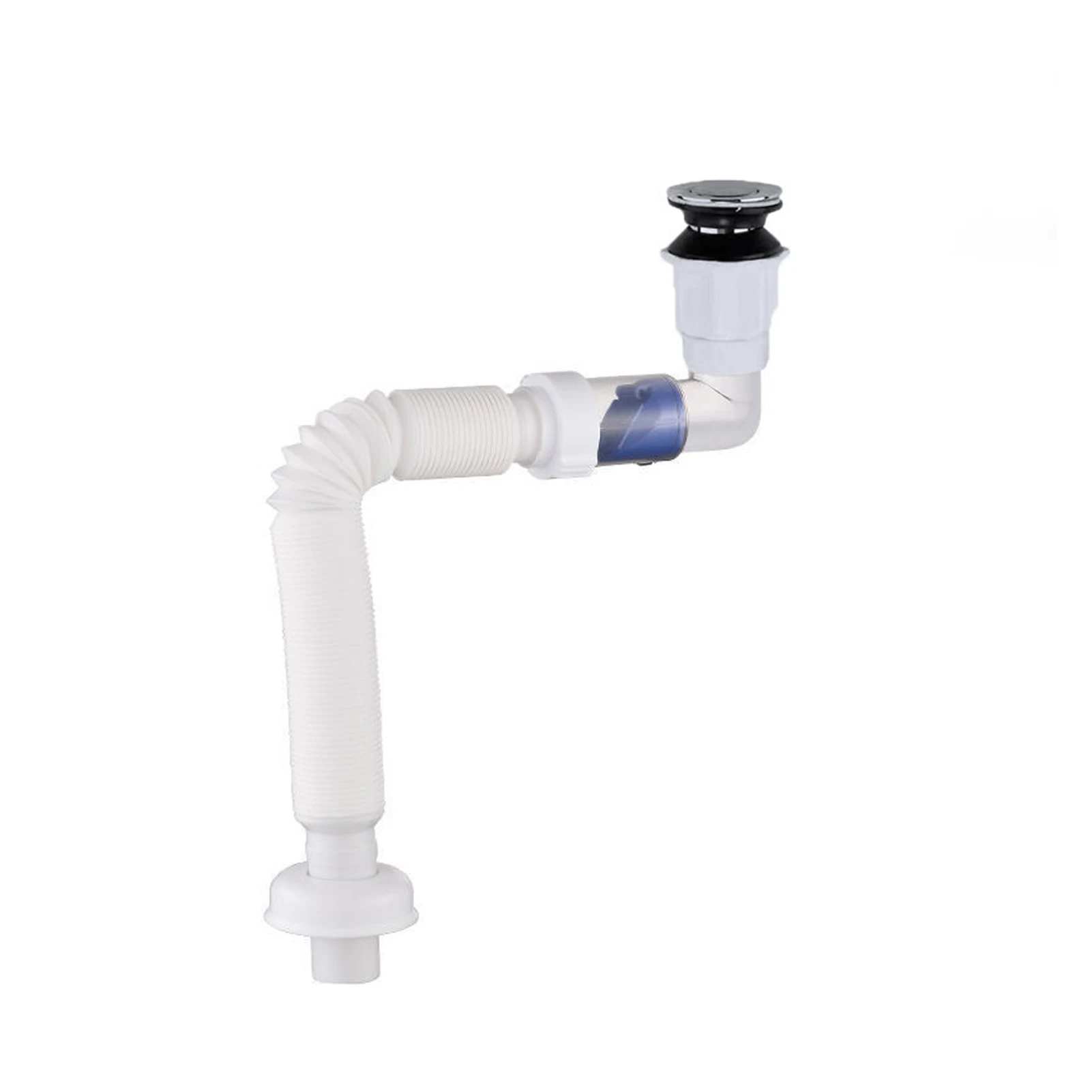 

ABS Drain Hose Washbasin Corrugated Curved Pipe Kitchen Sink Anti-blocking Adjustable S Tube Sink Strainer Sewer Drain Pipe
