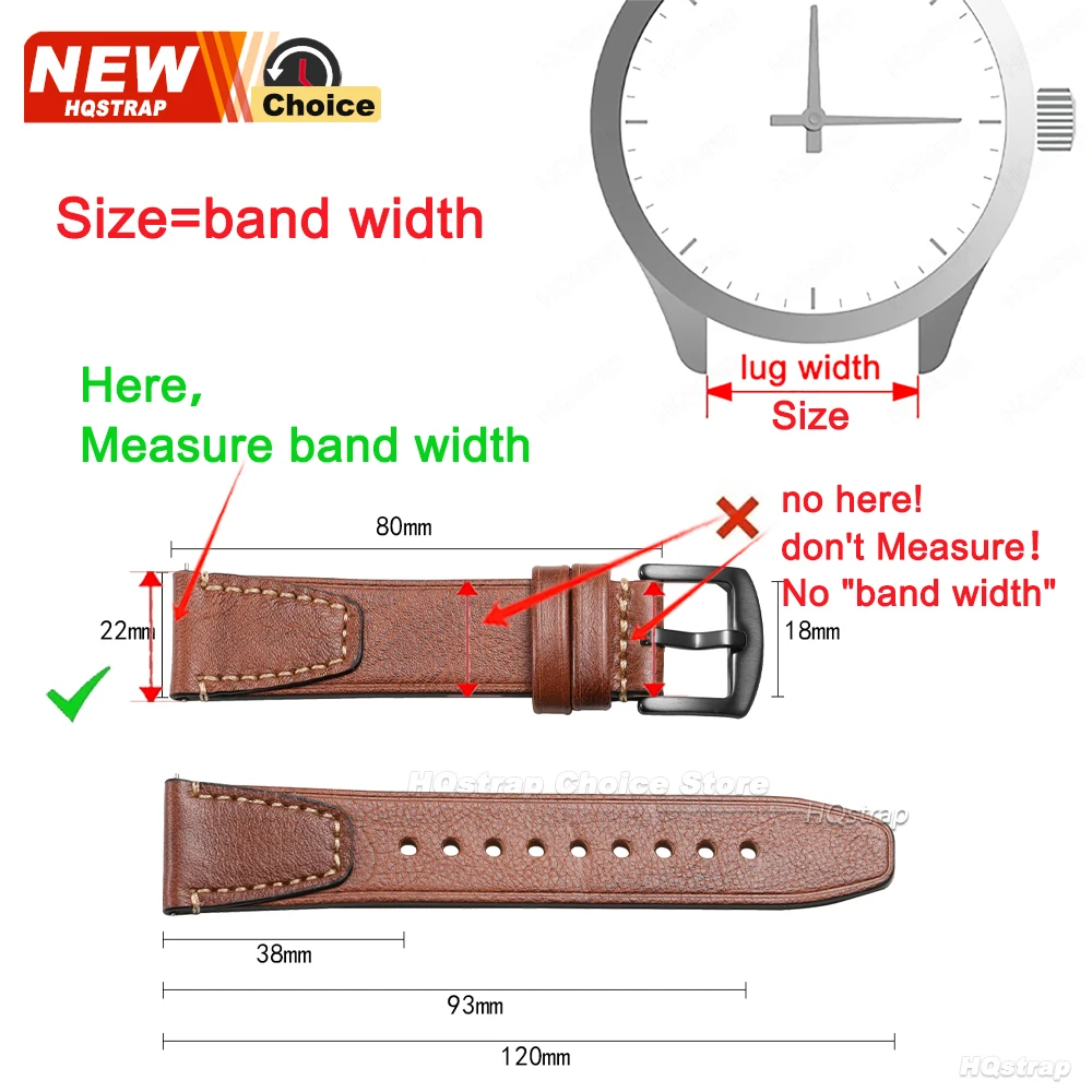 Genuine Vintage Leather Quick Release Watch Strap - Retro Bracelet