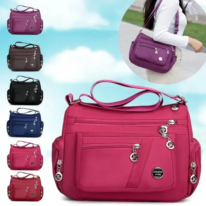 

Simple Nylon Crossbody Bag, Casual Multi-Zipper Wallet, Large Capacity Fashion Shoulder Bag & Crossbody Bag