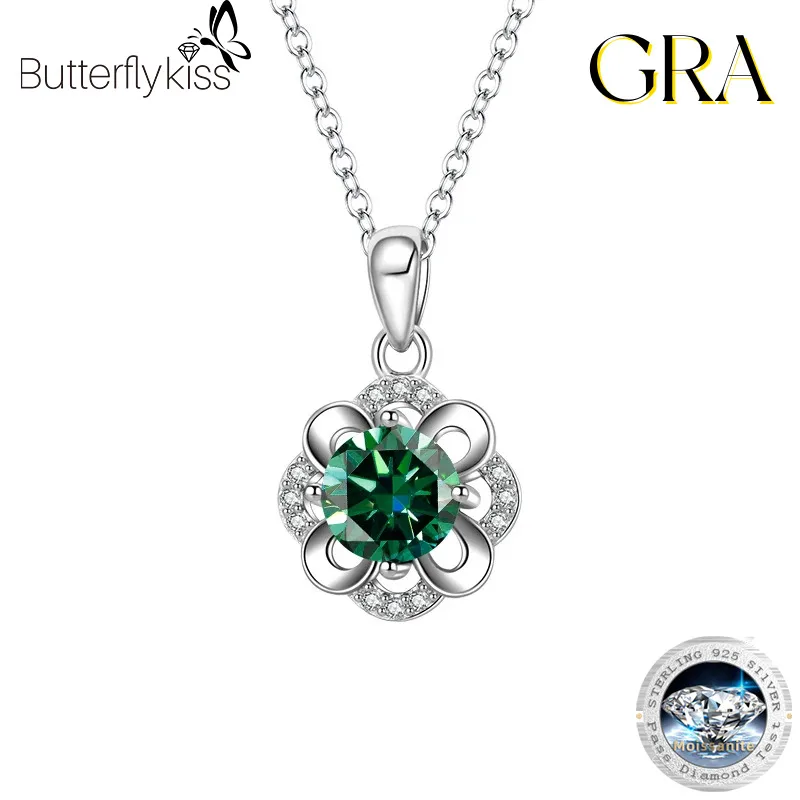 Butterflykiss1Carat65MMFlowerNecklaceMoissaniteWithGRA
