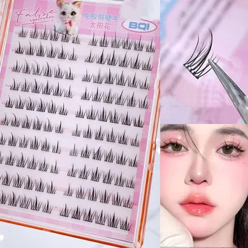 10 Rows of Large Capacity Glue-free False Eyelashes Single Cluster 10-12MM C-curled Natural Self-adhesive false Eyelashes 1