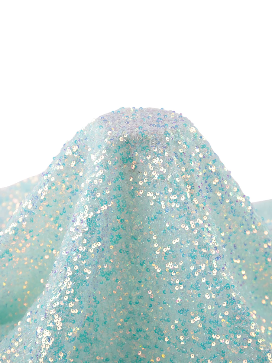 Non-Light-Tough iny Sequin Fabric Netting for Wedding Decoration Photoaphy Baund Stage Costume Clothing Material