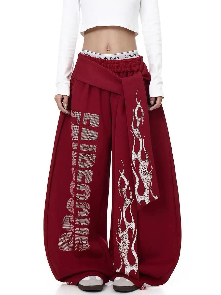 American Vintage Y2K Sweatpants Women Hip Hop Loose Wide Leg Pant Bf High Waist Harajuku Spring Casual Trousers New Y2k Pants