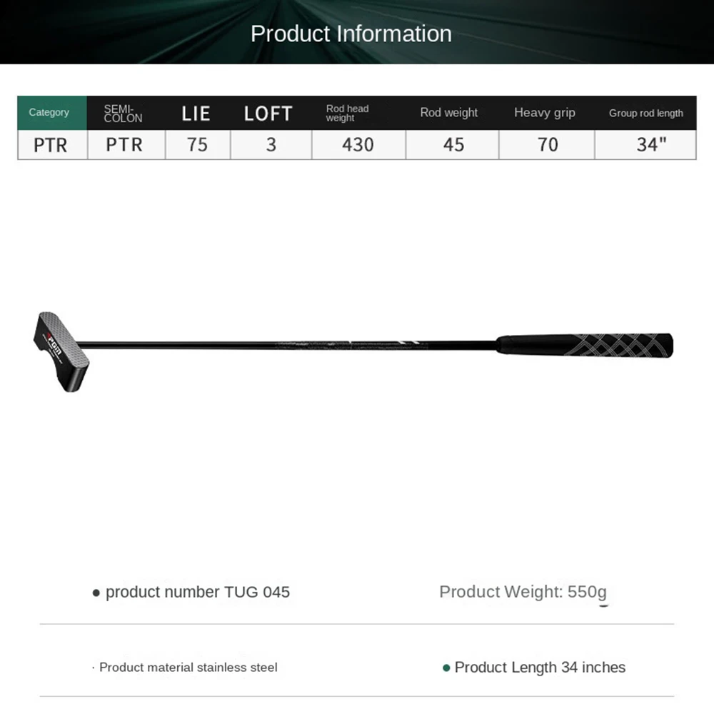 Description Picture 4 of itemPGM Golf Club Vertical Putter Low Center of Gravity Standing Putter Super Low Center of Gravity Golf with Sight Line TUG045