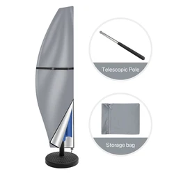 Durable Waterproof Outdoor Umbrella Cover - Weatherproof Oxford Cloth Sunshade Protector with Push Rod - GREY