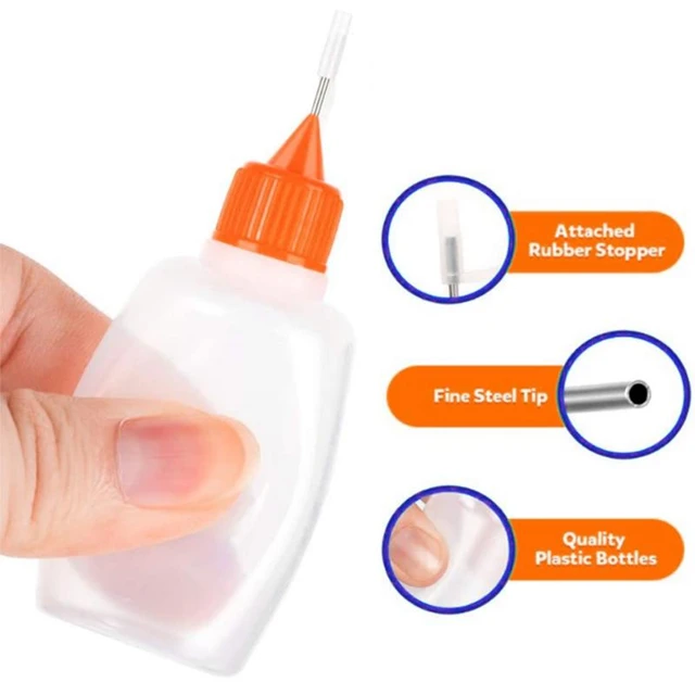 2 X 15ml Plastic Empty Squeezable Liquid Precision Tip Glue Applicator  Bottle for Reuse Crafts & Art Accessory DIY 