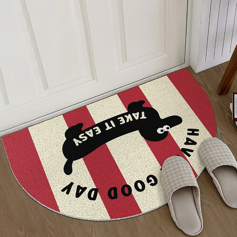 

Semicircle PVC Welcome Doormat Cuttable American Cartoon Dog Entrance Mat Rug Carpet Anti Dust Door Floor Pad Outdoor Home Decor