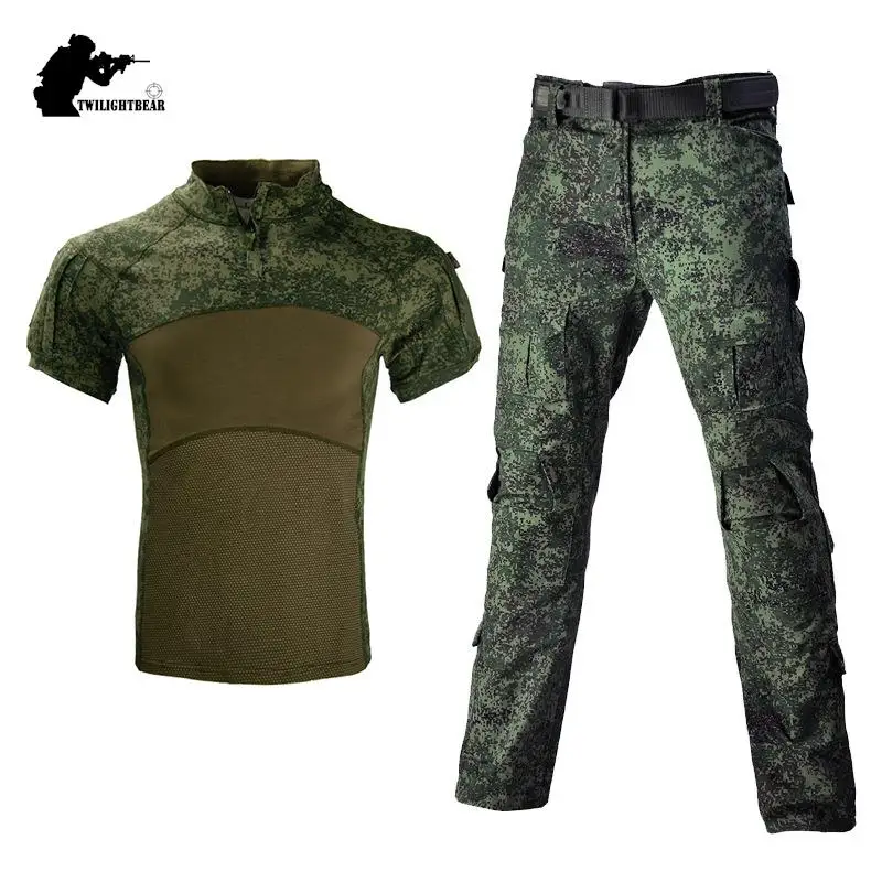 

Military Uniform airsoft Camouflage Men's Tactical Suits Short Sleeve Cotton Frog Combat suit Men Training Clothing AY112B