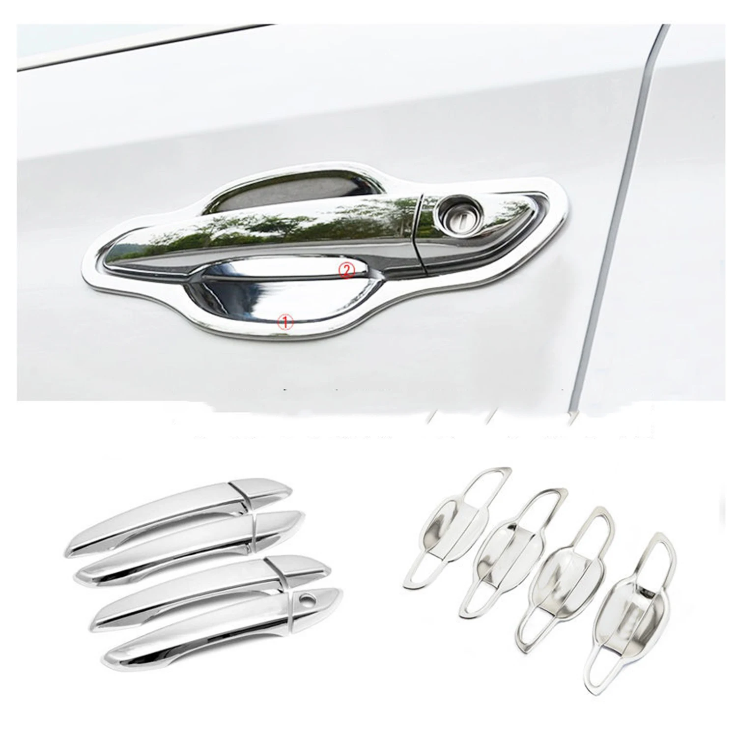 

Car ABS Chrome Rearview Accessories Plated Trim Door Bowl Handle Cover Paste Style For Hyundai Tucson 2014 2015 2016 2017 2018