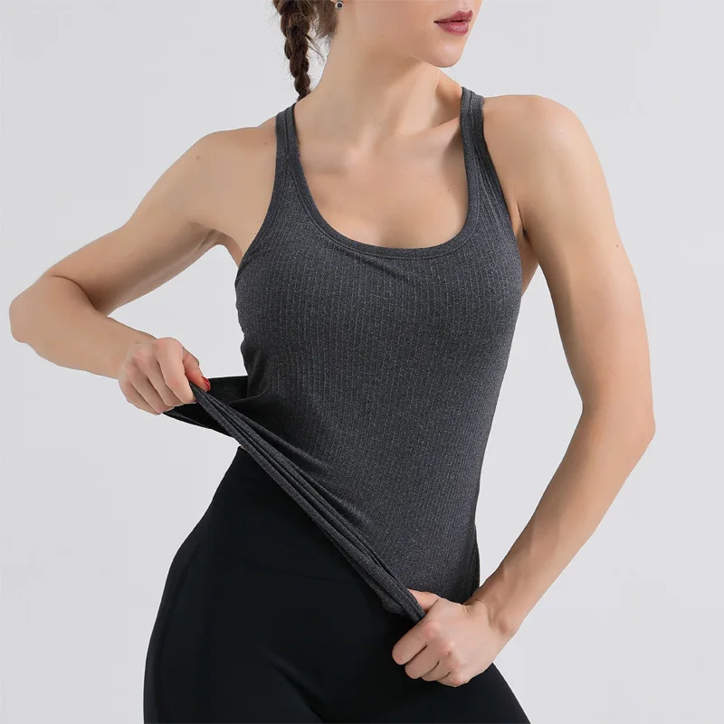 New Style Sports Vest with Chest Pad for Women To Wear High Elastic Racer Back All-in-one Yoga Vest