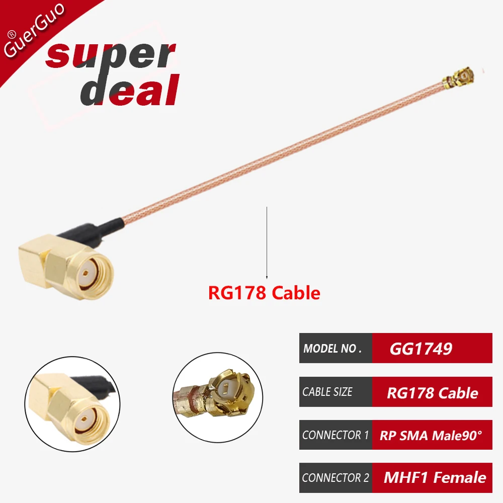 RG178 Cable SMA Male/Female to U.FL MHF-1 Female Jack Connector RG-178 RF Coaxial Pigtail WIFI Antenna Extension Cable - 13