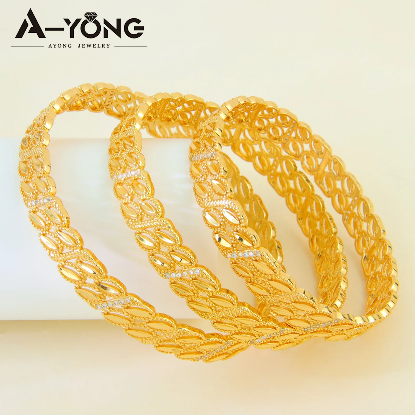 Luxus Arabisch Vergoldet Armband 21k Gold Farbe Italienische Elegante Manschette Armreifen Dubai Islamischen Frauen Hochzeit Party Ramadan Schmuck – Detail 7