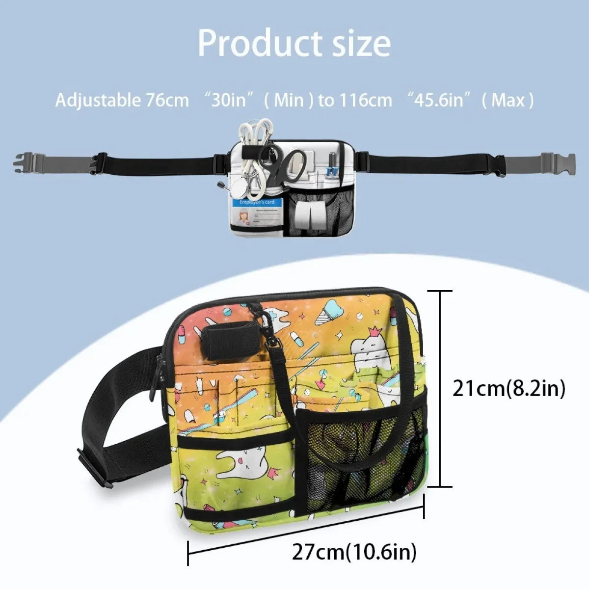 Gradient Dental Nurse Printing Portable Waist Bags Practical Medical Hospital Work Multi-Pocket Casual Belt Bags Bolsa Feminina