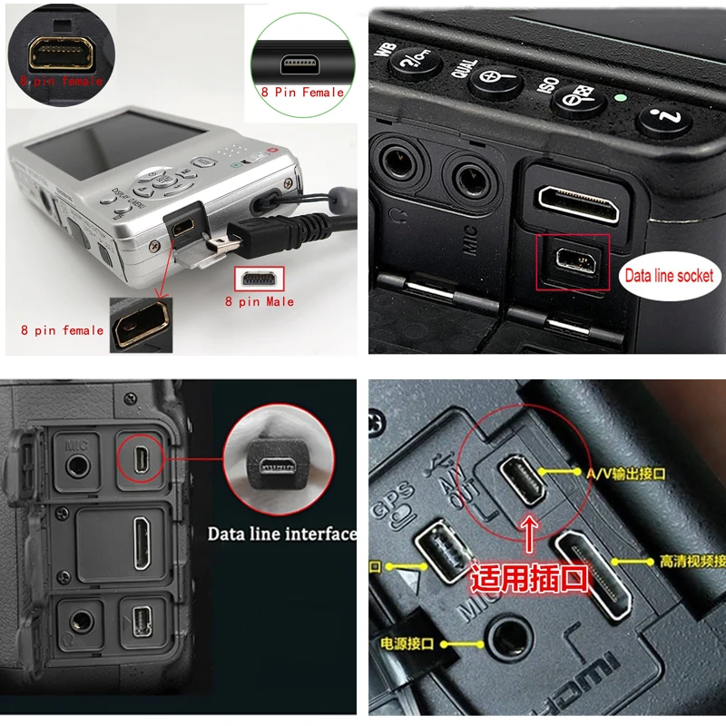 USB-8 핀 미니 USB 수 카메라 충전 데이터 케이블, 사이버샷 DSC-W800/ DSC-W810 카메라 니콘 올림푸스 펜탁스