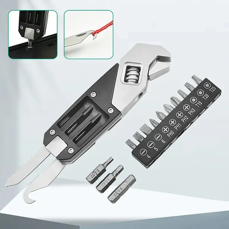 Portable Adjustable Wrench Pliers Outdoor Tools Emergency Folding Pliers Combination Multi-Functional Household Screwdriver
