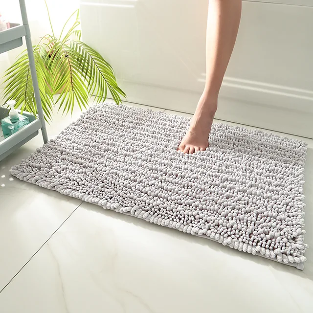 Chenille Bathroom Rug Set - Non-Slip, Super Soft, 2-Piece Grey Mats - View #7