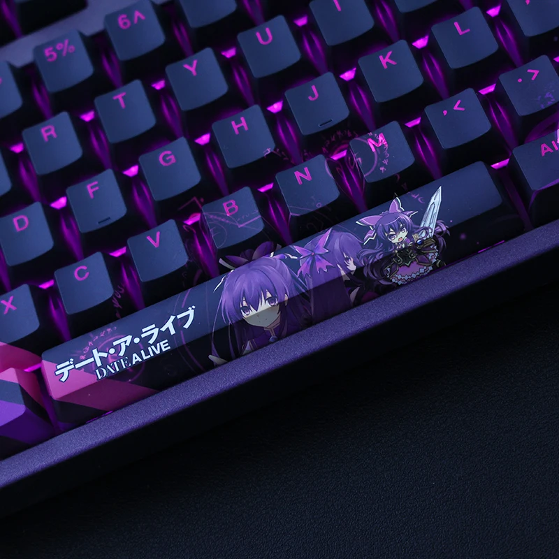 Pbt Dye Subbed Keycaps Duas Dimensões Anime Key Caps Perfil Oem Keycap Retroiluminado para Data a Live Princess Yatogami Tohka Conjunto - Imagem 5