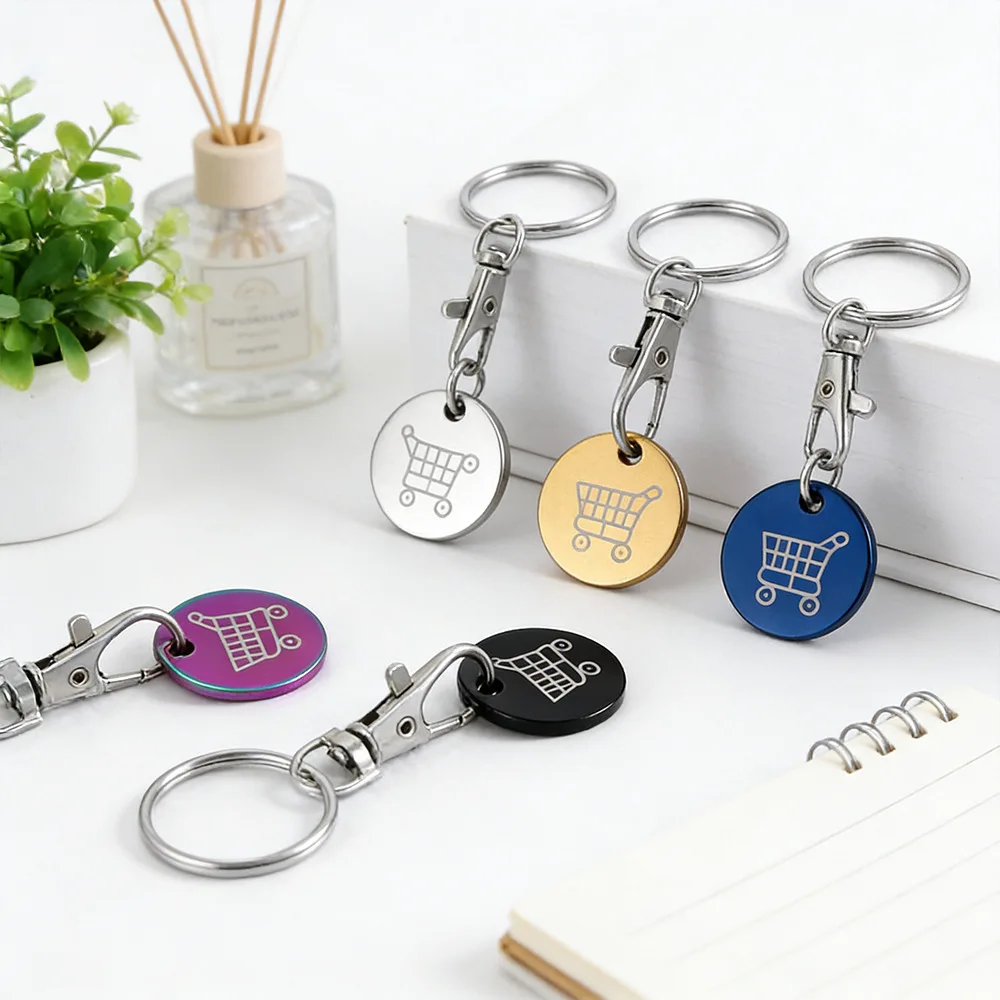 Stainless Steel Shopping Cart Token Keychain - Portable and Stylish Pendant