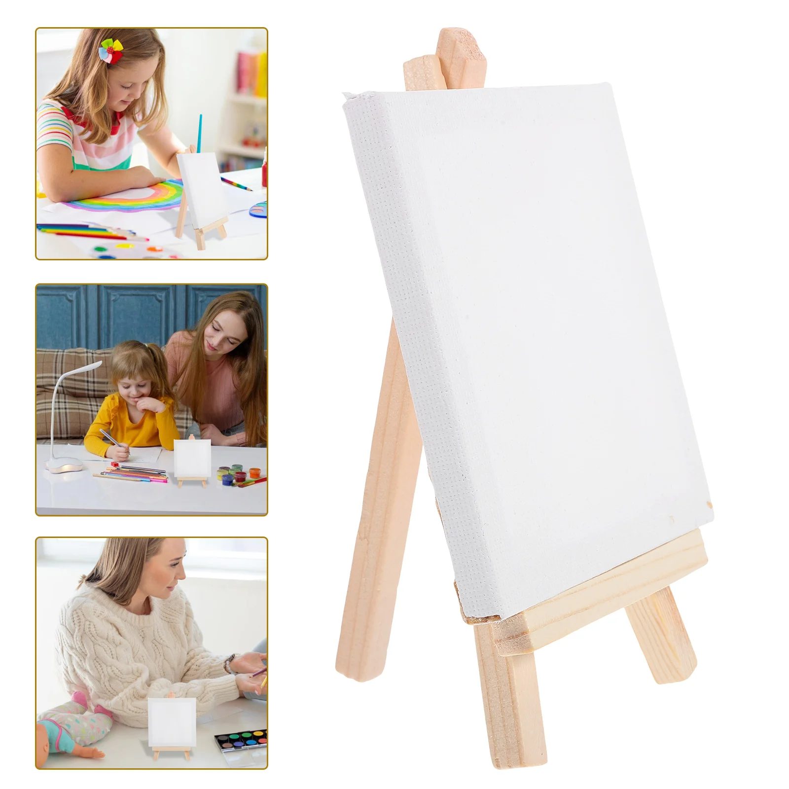 12pcs Artists 5 Inch Mini Easel +3 Inchx3 Inch Mini Canvas Set Painting Kids Craft DIY Drawing Small Table Easel For School