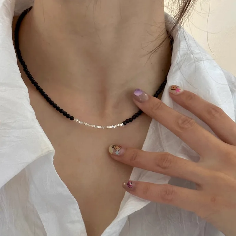 Collana Girocollo In Argento Sterling 925 Con Perline - Catena Sottile Da 1,5 Mm - Gioiello Minimal Per Donna - KALVICA, Confezione Regalo - 2