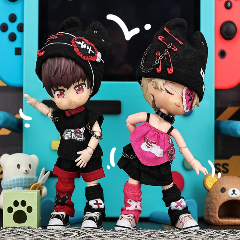Ob11 Clothes Heart Beat Series Set Trendy T-shirts Shorts Cool Hats For Molly 1/12BJD GSC YMY P9 Body UF Doll Accessories 5
