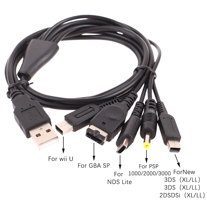 

USB-кабель для быстрой зарядки, 1,2 м, 5 в 1, NDS Lite NDSI LL Wi I U GBA PSP