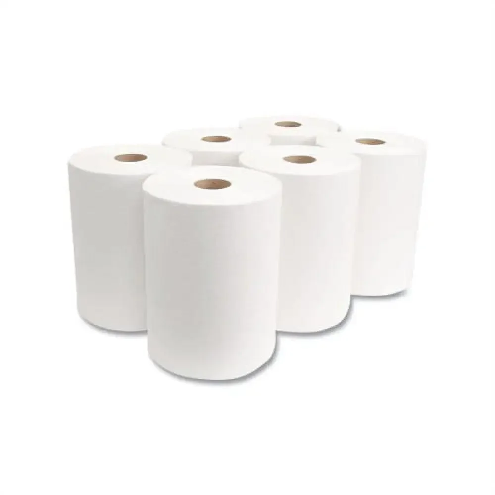 1-Ply White Roll Towels Superior Absorbency Hand Washing 6 Rolls/Carton