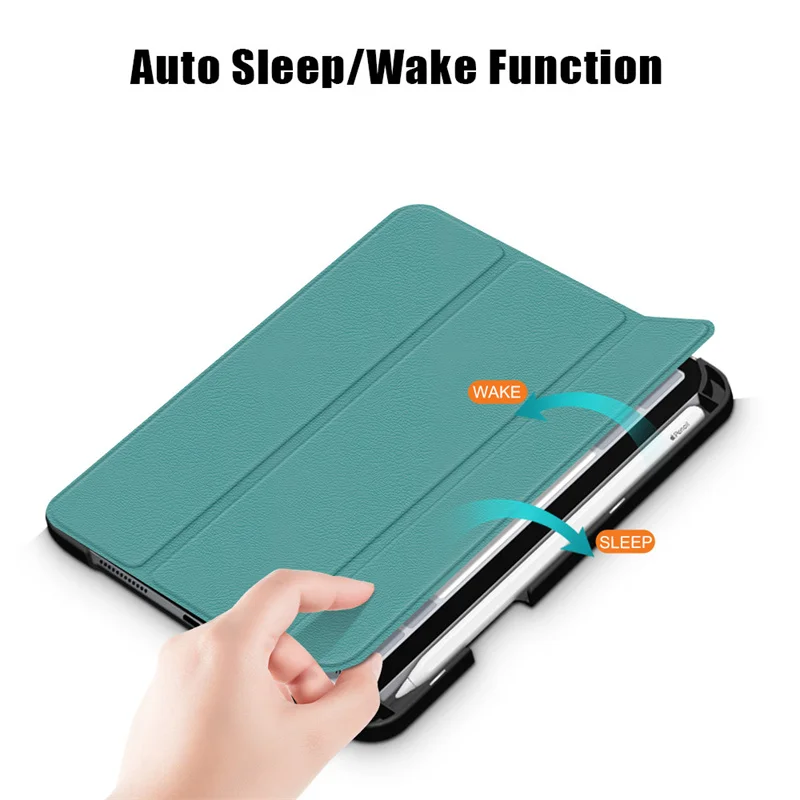 Trifold PU Leather Stand Magnetic Cover with Pen Holder