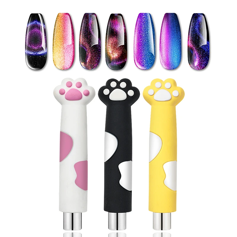 Cute Cat Paw Pattern Nail Art Cat Magnet Strong Magnetic Stick Manicure UV Gel Tools Multi-Function Varnish Magnet Pen Decor