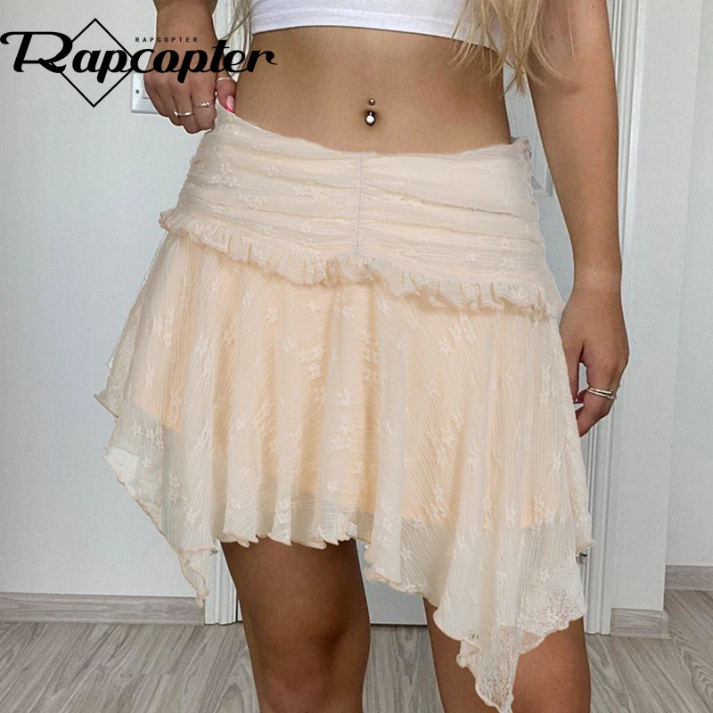 

Rapcopter y2k Ruffles Pleated Skirts Women Skin Trim Fariycore Chic Cute Korean Aesthetic Mini Skirts Fashion Harajuku Outfits