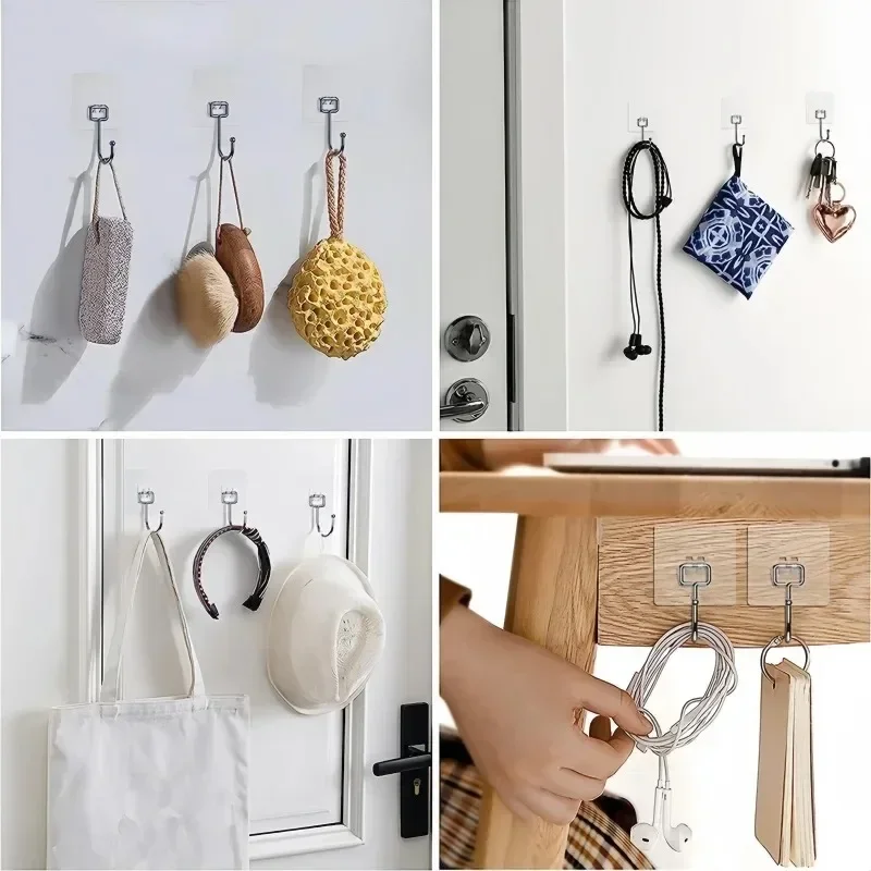 Self Adhesive Hooks Rotating Waterproof Seamless Strong Sticker Holder Wall Door Storage Hanging Hook Kitchen Bathroom Organizer 2