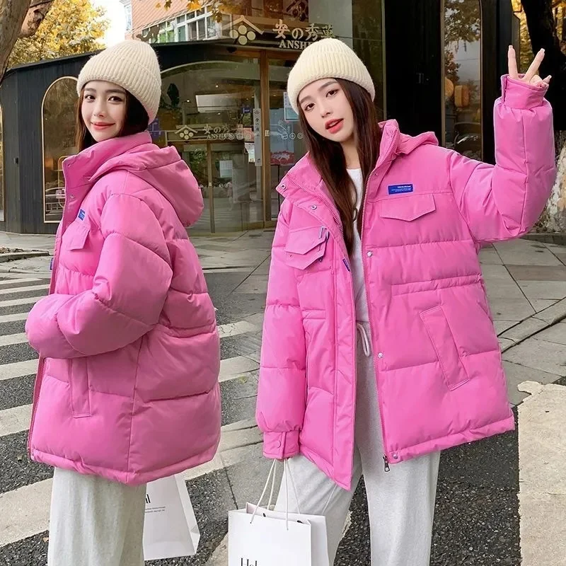 

Winter Jacket Women Parkas 2024 New Long Sleeve Hooded Down Cotton Padded Jacket Thick Warm Snow Wear Coat Female Outerwear