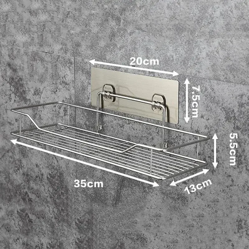 Storage Rack Bathroom Shelf Bathroom Shelf Rack Bathroom Storage Rack Wall Shelf Organizer Wall Shelf Stainless Steel Bathroom Storage Shower Shelf Punch-Free Kitchen Toilet Wall Hanging Rack Organizer Bathroom Corner Shelves Set