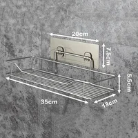 Stainless Steel Bathroom Storage Shower Shelf Punch-Free Kitchen Toilet Wall Hanging Rack Organizer  Bathroom Corner Shelves Set 2