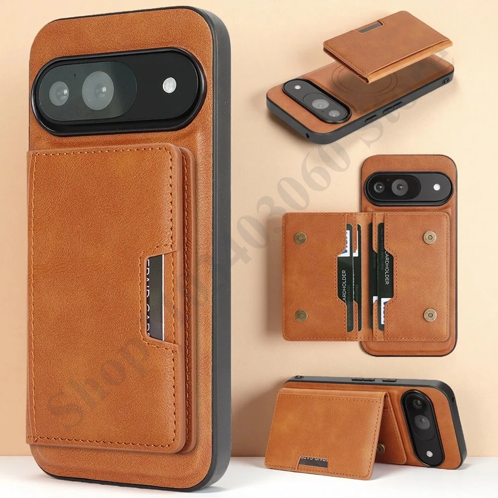 Premium 2-in-1 Leather Phone Case with Magnetic Wireless Charging & Card Slots