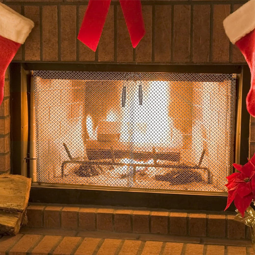 Rideau d'écran en maille de cheminée, degré de chaleur, protège-étincelles  de cheminée, écran de feu en métal, panneau unique, maille de protection