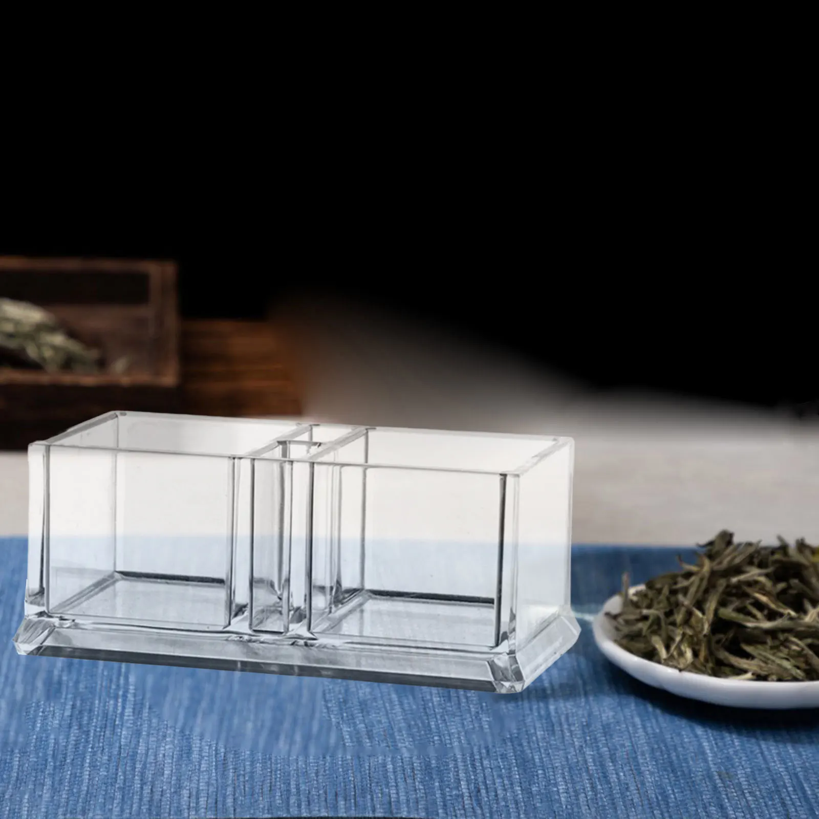 Acrylic Sugar Packet Holder Tissue Tea Bag Bowl for Coffee Bar Business Cards Holder Organizer Kitchen Accessories Airtight Container