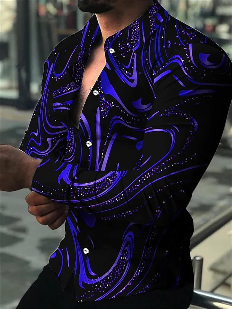 Long Sleeve Shirt Men Casual Shirt Fashion men's long sleeved shirt trend design Starry Sky Luxury shirts Men's social street casual shirt Lapel long sleeved