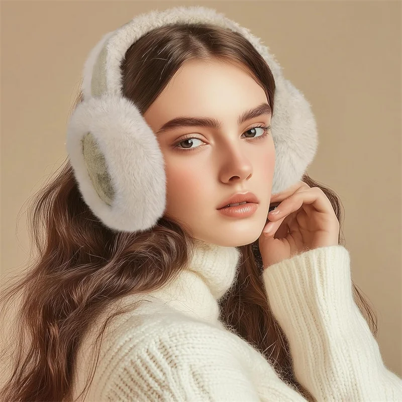 Women Suede Plush Earmuffs Wool Solid Plush Warm Outdoor Skiing Cycling Windproof Cold-Proo Winter Fluffy Ear Muffs Earflap warm earmuffs