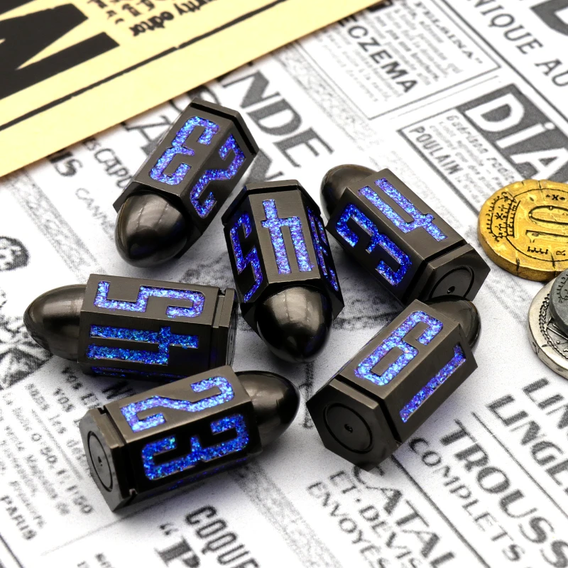 D6 Bullet Dice DND RPG Table Board Games Polyhedral Right Angle Number Dice Kit DND Solid Bullets for Role Playing Games