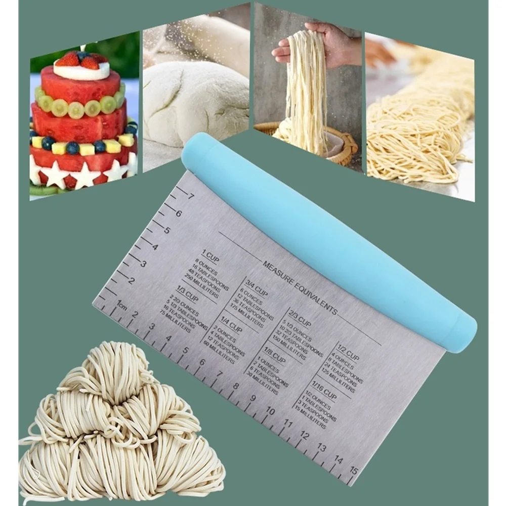 Multi-Purpose Dough Cutter Bench Scraper Stainless Steel Dough Pastry Bench Cutter Scraper Bread Pizza Baking kitchen Tools Dough Scraper Baking Tool Dough Cutter Baking Accessories Baking Spatula