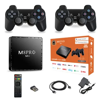 레트로 게임 콘솔 M8 프로 미니 HD 게임 박스, PS1 SFC 무선 게임패드 콘솔, 안드로이드 12.1 TV 박스용, 64G 내장 10000 게임