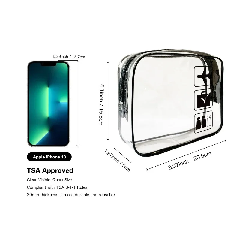 Clear Makeup Cosmetic Bag Portable Travel Toiletry Pouch Transparent Waterproof Pouch Storage Home Travel Wash Kit Case 6