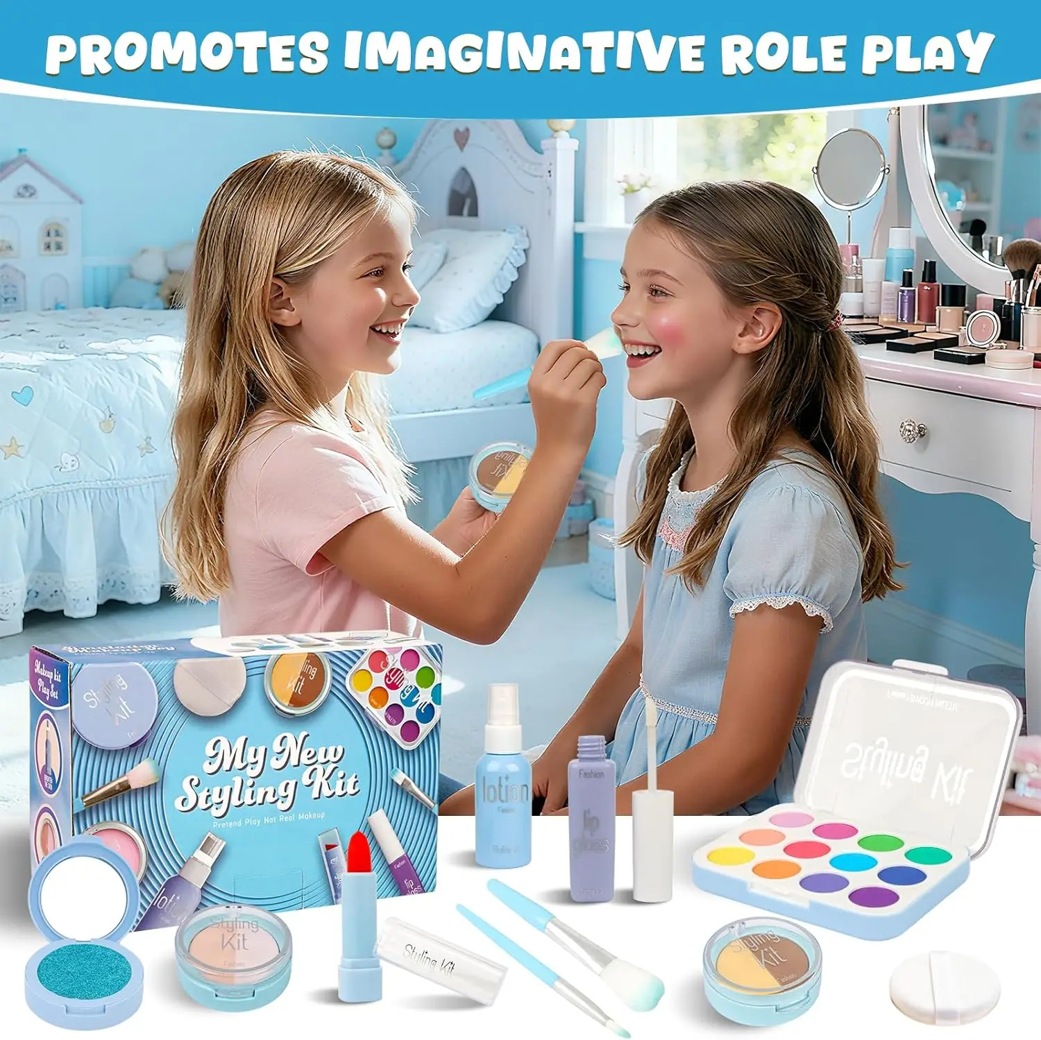 Glamour Play Makeup Set for Girls – Pretend Beauty Kit for Ages 3 and Up