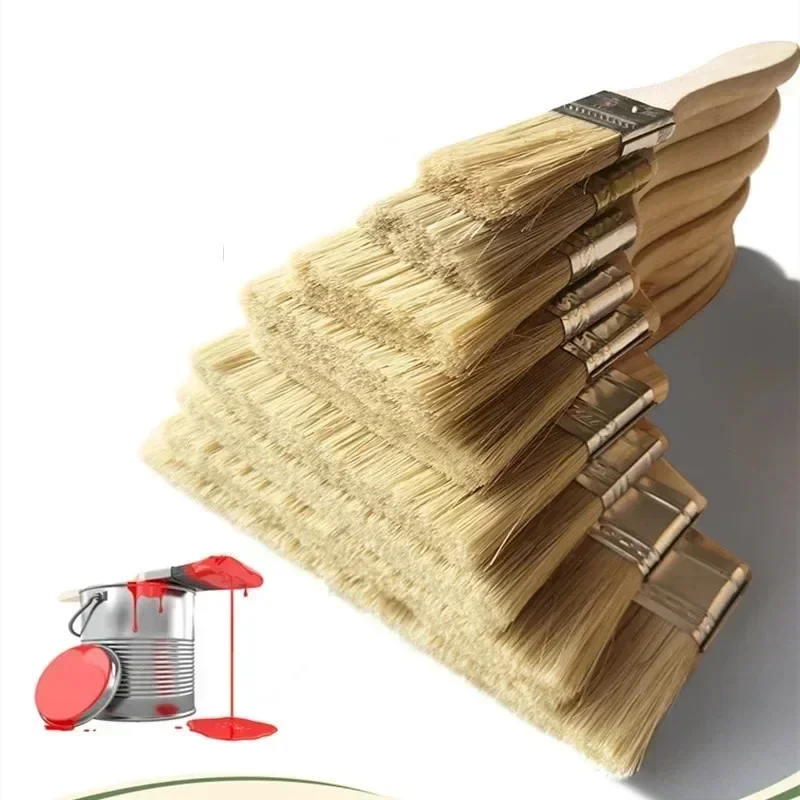 1PC Paint Brush 1/2/4/6 Inch Wooden Handle BBQ Brush For Wall and Furniture Paint Tool Painting Brushes Set Artist Brushes