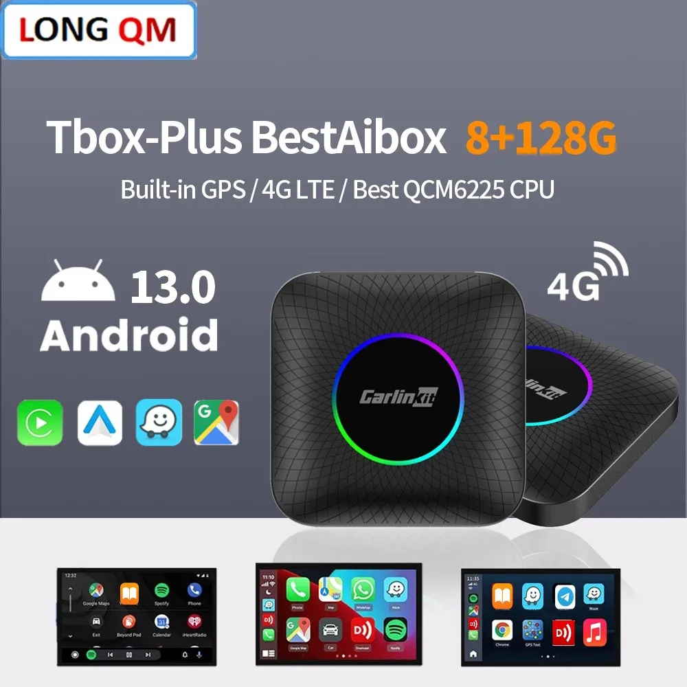 CarlinKit CarPlay Ai Box Android 13 SM6225 8 cores 8G+128G Smart Android TV  Box Wireless CarPlay Android Auto Support 512GB SD