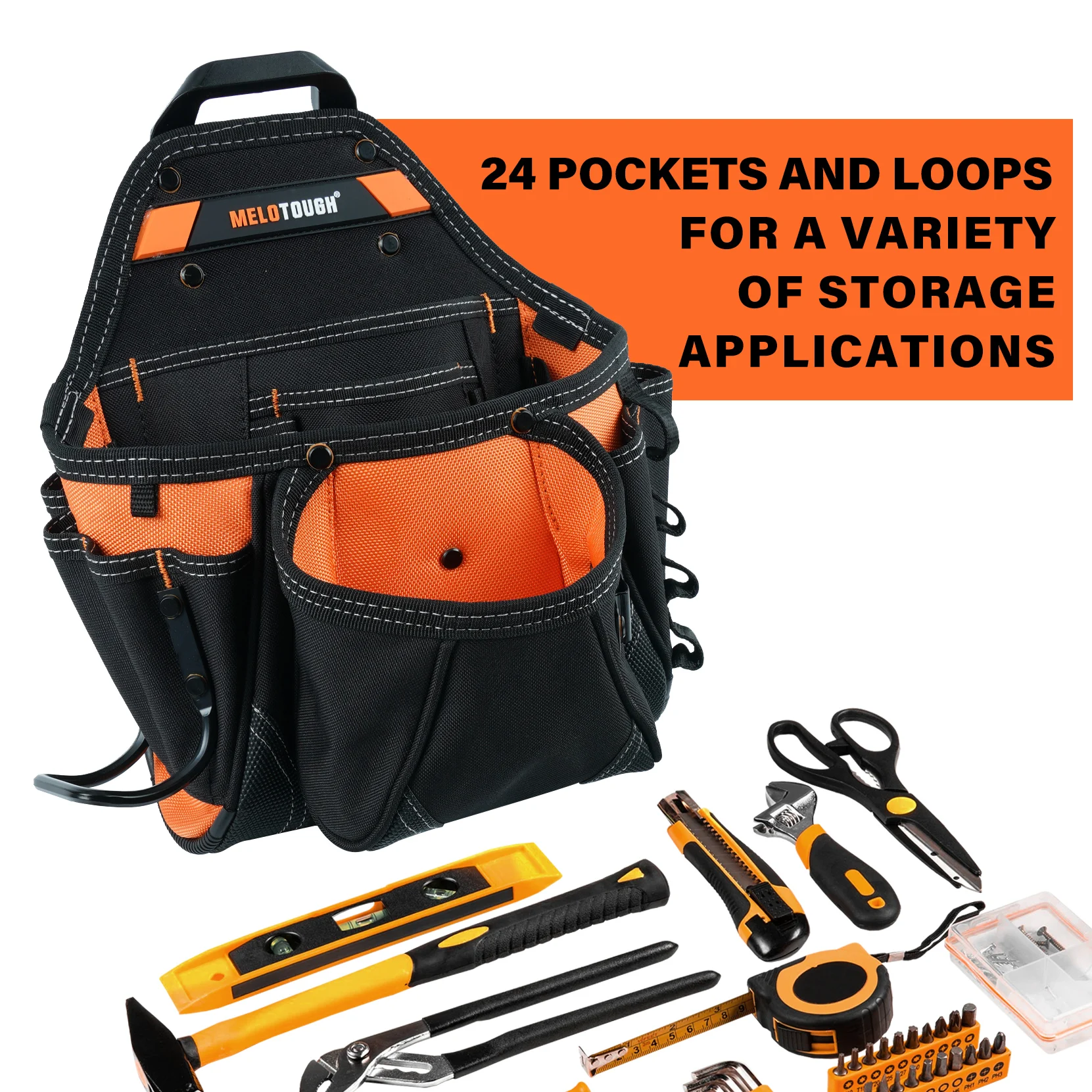 Contractor's Tool Pouch Electrician's Tool Pouch Nail ScrewWork Framer's Tool Belt Pouch with Hammer Ring Clip Utility Organizer 4
