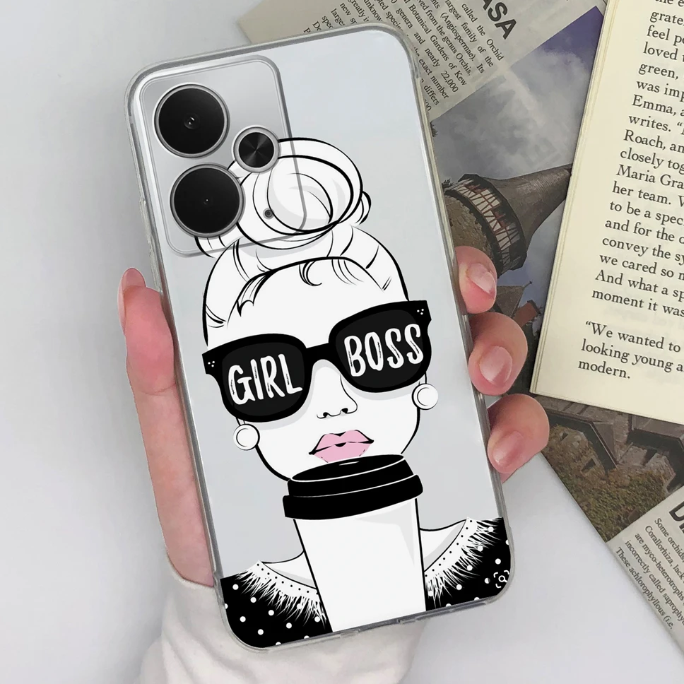 Chic Transparent TPU Silicone Phone Case with Lovely Design Patterns